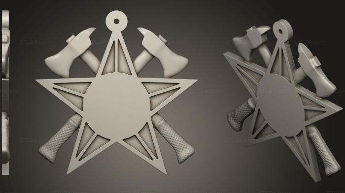 Jewelry (Cruz Estrella Hacha, JVLR_0371) 3D models for cnc